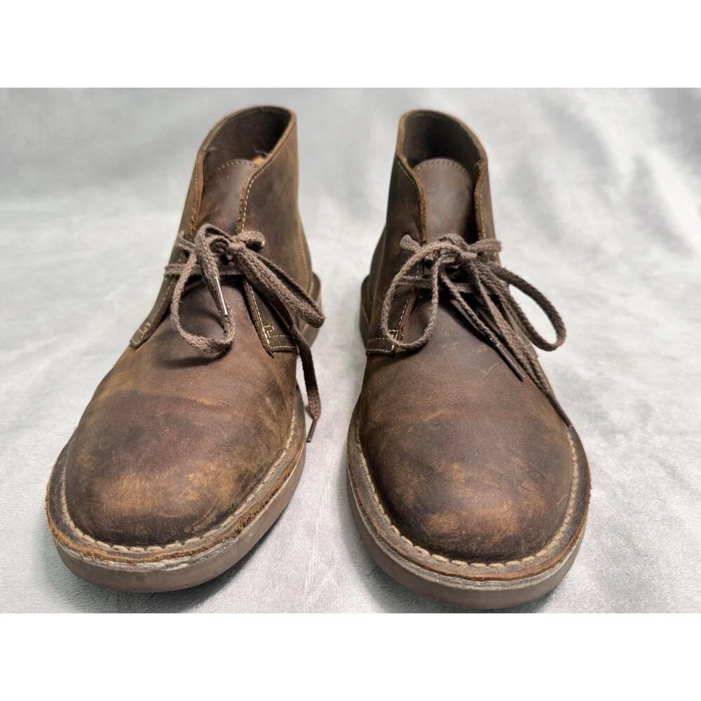 Clarks Collection Men’s Brown Leather Chukka Boots Lace-Up US 9 M